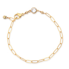 Load image into Gallery viewer, Gold Filled Cubic Zirconia Linked Chain Bracelet