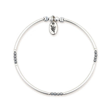 Load image into Gallery viewer, Inner Glow - Silver Hematite & Sterling Stretch Bangle