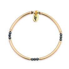 Load image into Gallery viewer, Shine Your Way - Hematite & Gold Filled Stretch Bangle