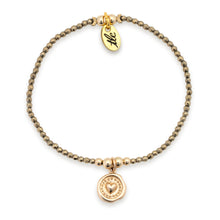 Load image into Gallery viewer, Glimmering Heart - 2mm Gold Hematite & Bronze Charmed Stretch Bracelet