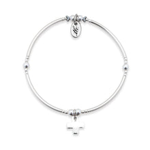 Load image into Gallery viewer, Faith - Sterling Silver Charmed Stretch Bangle