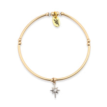 Load image into Gallery viewer, Starlight Glam - Gold Filled & Sterling Silver Charmed Stretch Bangle