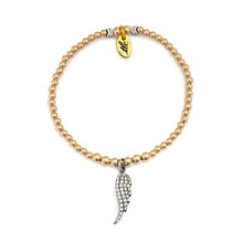 Load image into Gallery viewer, Sparkled Angel Wing Charm Bracelet - Gold Filled