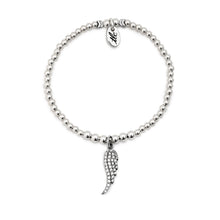 Load image into Gallery viewer, Sparkled Angel Wing Charm Bracelet - Sterling Silver