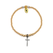 Load image into Gallery viewer, Sparkled Cross Charm Bracelet - Gold Filled