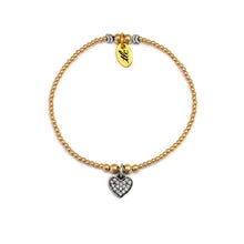 Load image into Gallery viewer, Sparkled Heart Charm Bracelet - Gold Filled