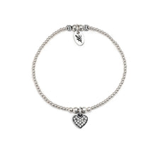 Load image into Gallery viewer, Sparkled Heart Charm Bracelet - Sterling Silver