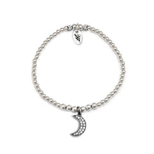 Load image into Gallery viewer, Sparkled Moon Charm Bracelet - Sterling Silver