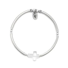 Load image into Gallery viewer, Precious Blessing - Crystal Cross & Sterling Silver Stretch Bangle
