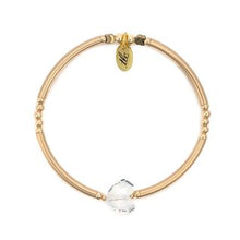 Load image into Gallery viewer, Pretty Heart - Crystal & Gold Filled Stretch Bangle