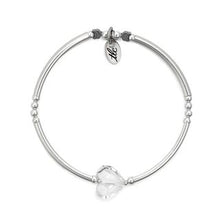 Load image into Gallery viewer, Pretty Heart - Crystal & Sterling Silver Stretch Bangle