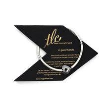 Load image into Gallery viewer, Pretty Heart - Midnight Crystal & Sterling Silver Stretch Bangle