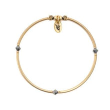 Load image into Gallery viewer, Sweet & Lovely - Midnight Crystal & Gold Filled Stretch Bangle