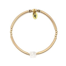 Load image into Gallery viewer, Treasure - Crystal Cube & Gold Filled Stretch Bangle