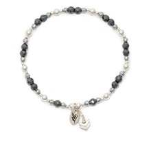Load image into Gallery viewer, Hematite & Silver Design Stretch Bracelet