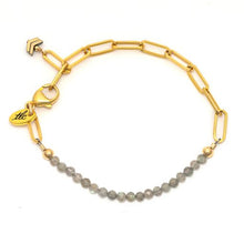 Load image into Gallery viewer, Dainty Labradorite & Gold Linked Chain Bracelet
