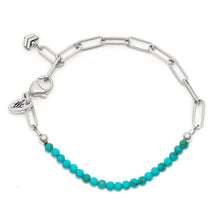 Load image into Gallery viewer, Dainty Turquoise & Silver Linked Chain Bracelet