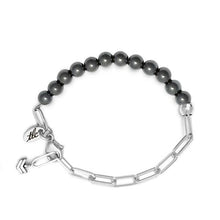 Load image into Gallery viewer, Hematite & Silver Linked Chain Bracelet