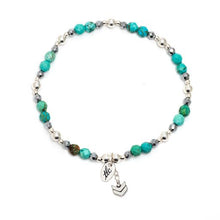 Load image into Gallery viewer, Turquoise & Silver Design Stretch Bracelet