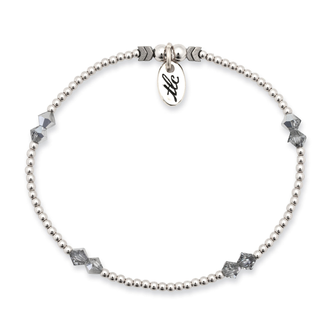 Made to Shine - Silver Crystal & 2mm Sterling Silver Stretch Bracelet
