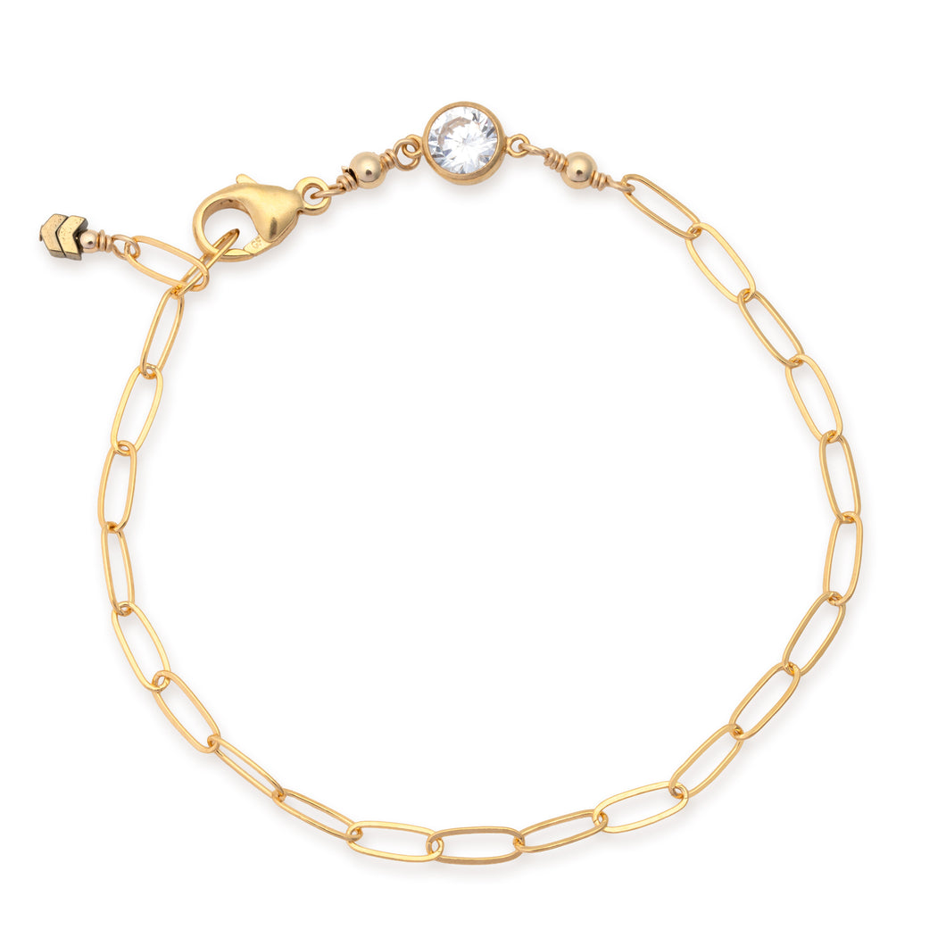Gold Filled Cubic Zirconia Linked Chain Bracelet