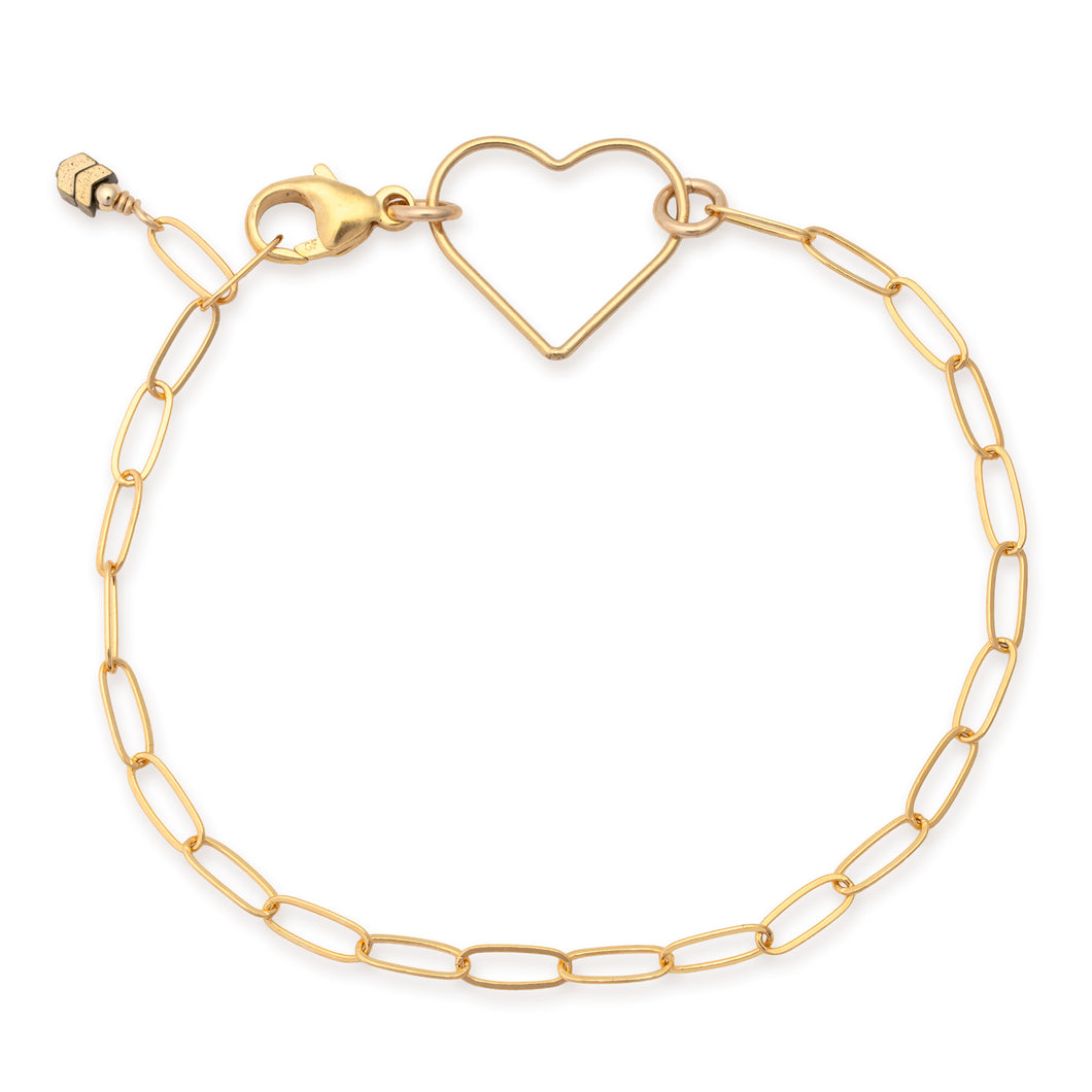 Gold Filled Heart Linked Chain Bracelet