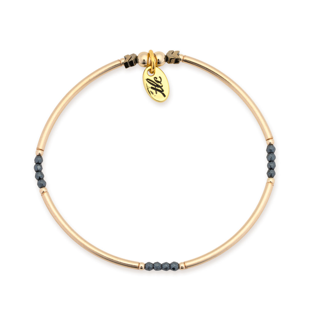 Inner Glow - Hematite & Gold Filled Stretch Bangle