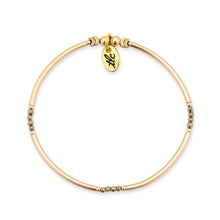 Load image into Gallery viewer, Inner Glow - Gold Hematite &amp; Gold Filled Stretch Bangle
