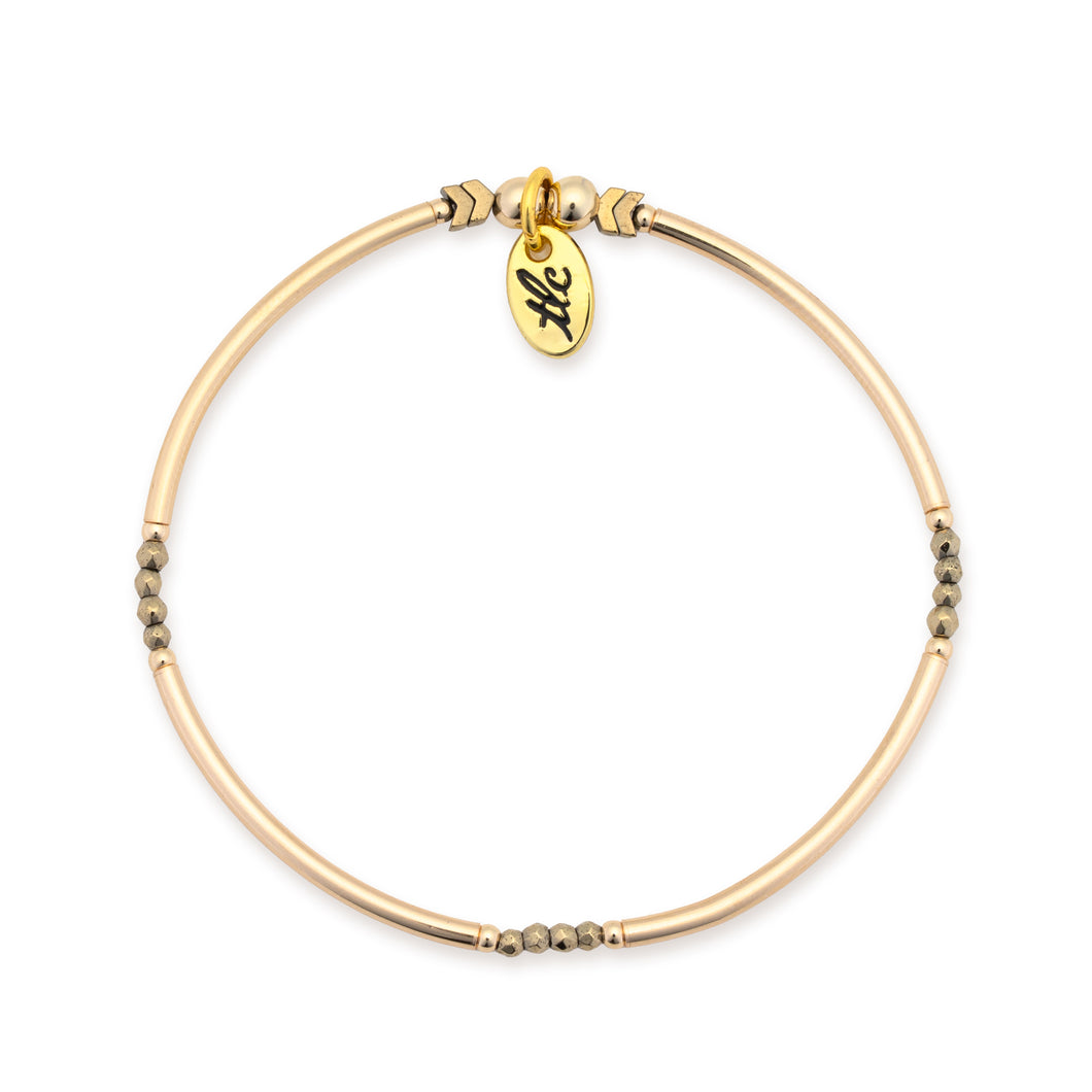 Inner Glow - Gold Hematite & Gold Filled Stretch Bangle