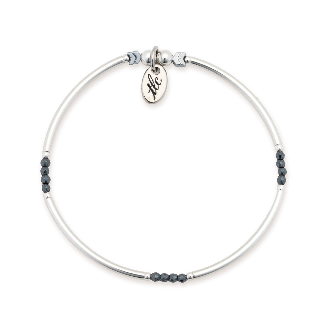 Inner Glow - Hematite & Sterling Stretch Bangle