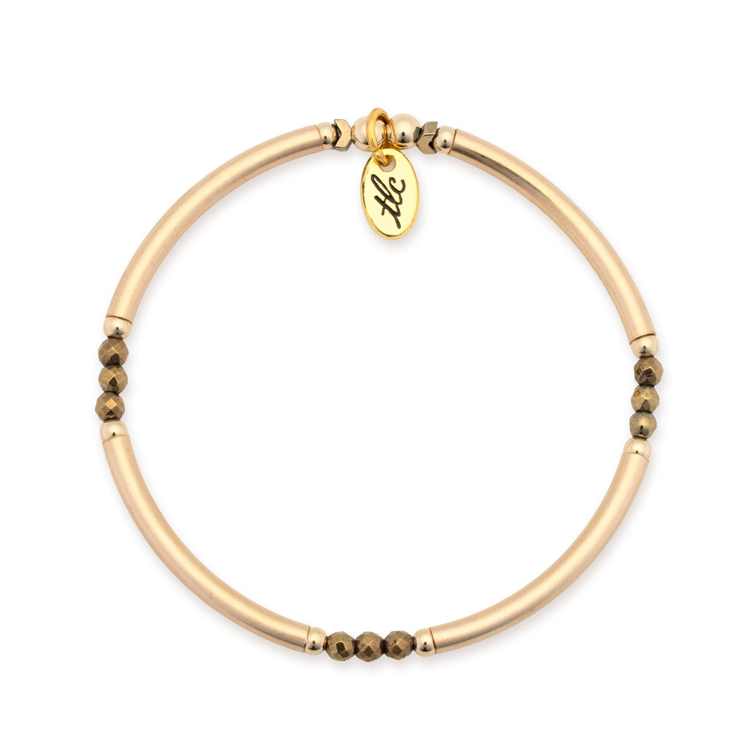 Shine Your Way - Gold Hematite & Gold Filled Stretch Bangle