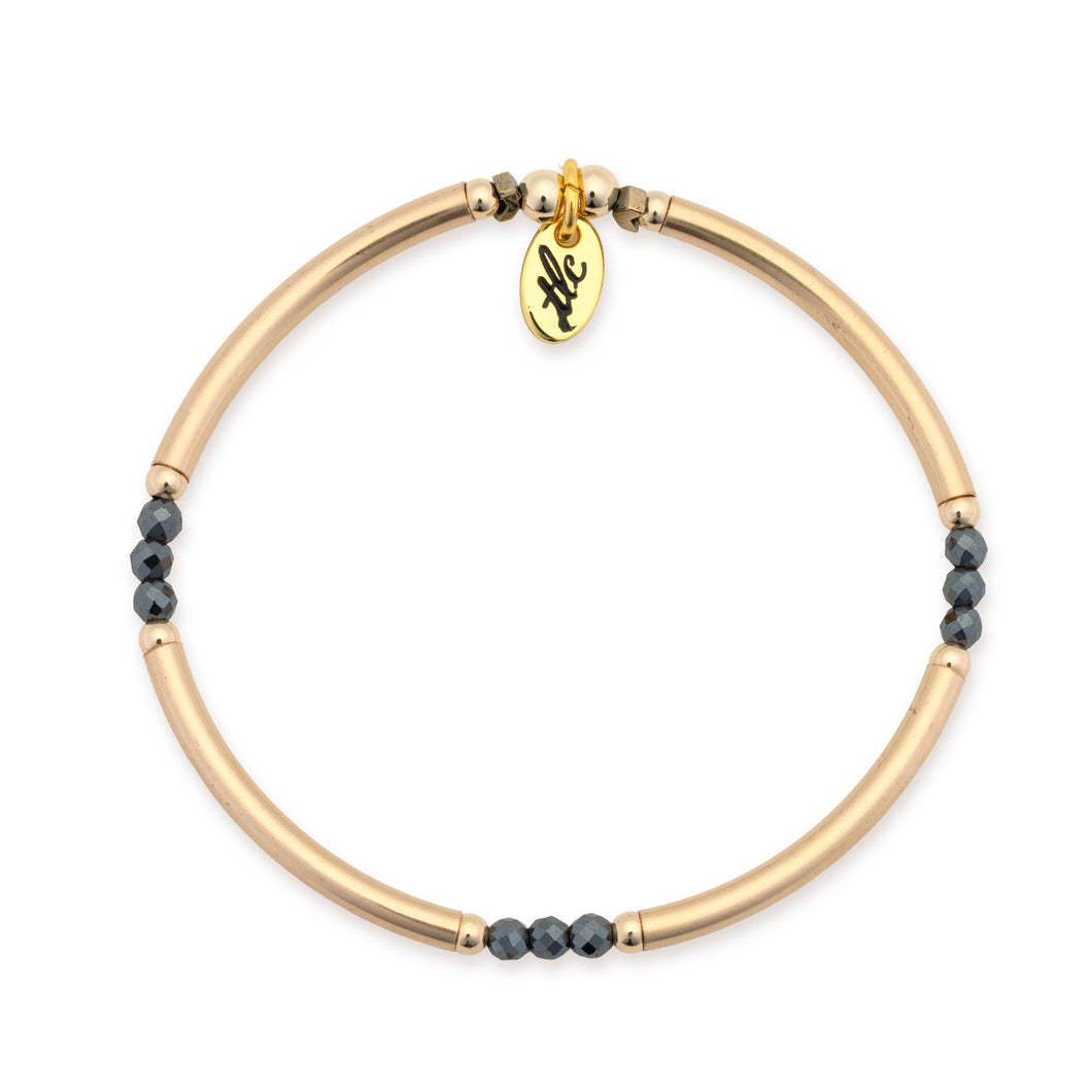 Shine Your Way - Hematite & Gold Filled Stretch Bangle