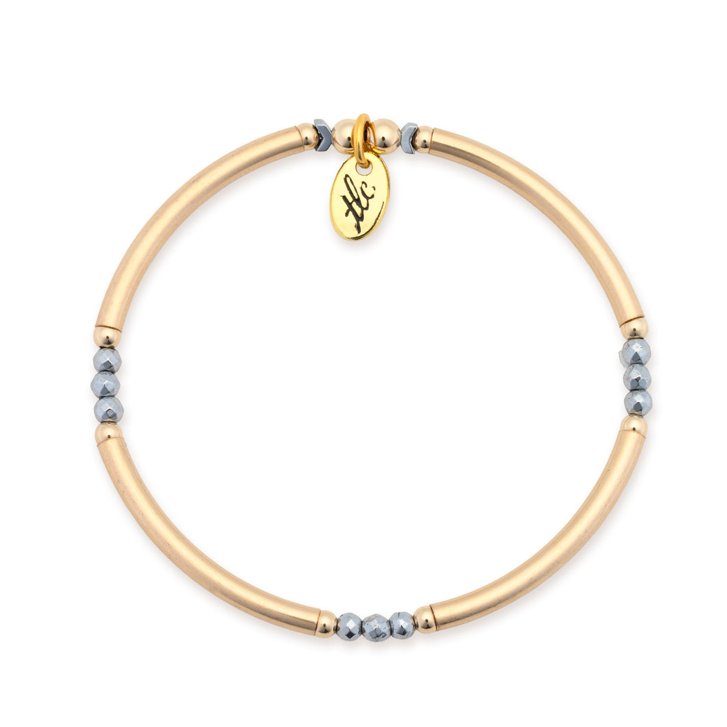 Shine Your Way - Silver Hematite & Gold Filled Stretch Bangle