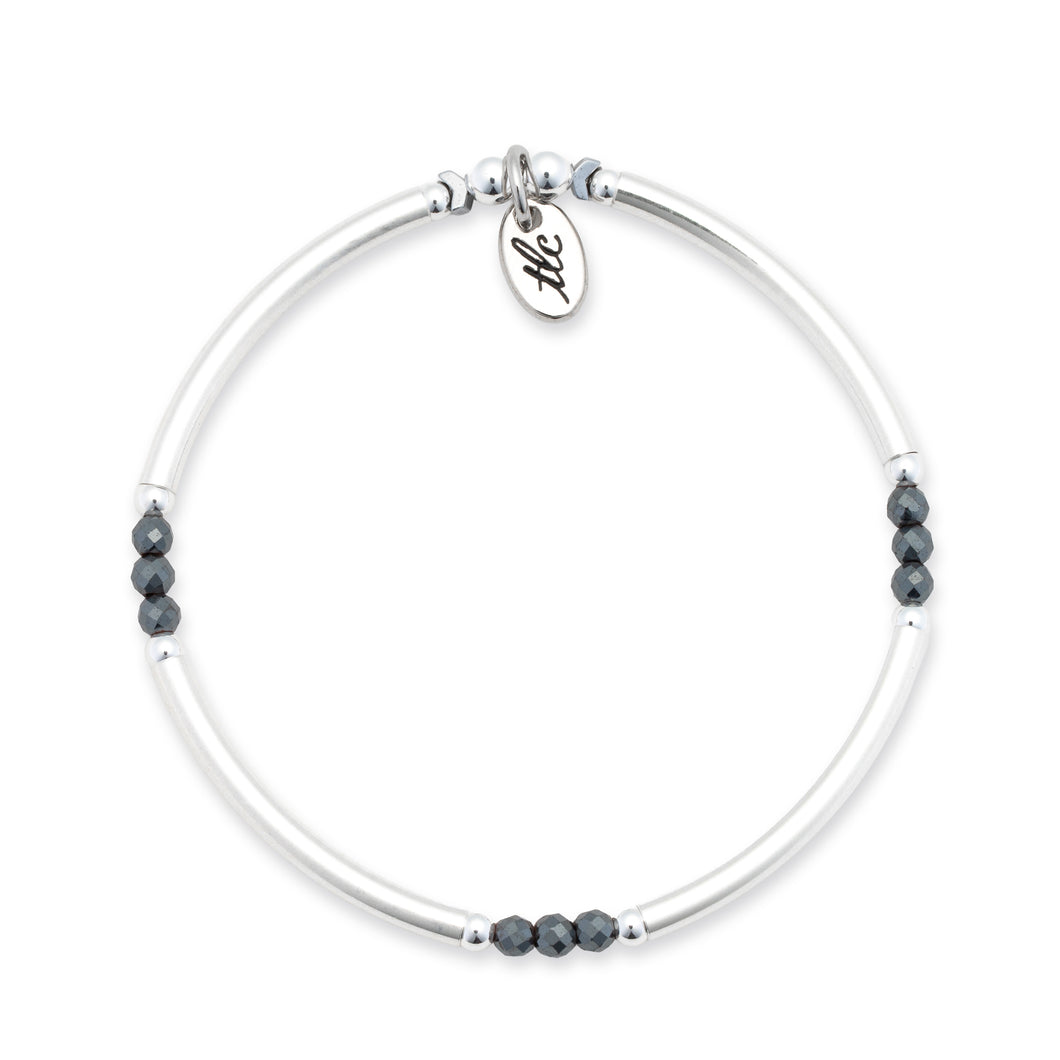 Shine Your Way - Hematite & Sterling Silver Stretch Bangle