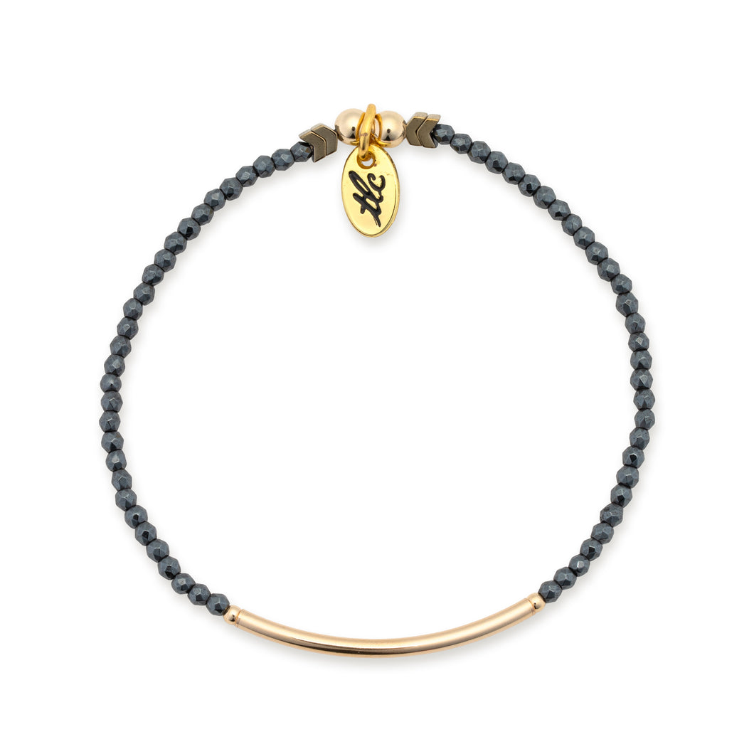 Simply Shine - 2mm Hematite & Gold Filled Bar Stretch Bracelet