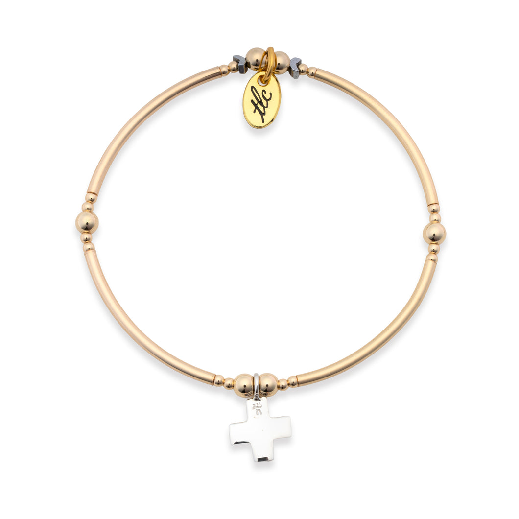 Faith - Gold Filled & Sterling Silver Charmed Stretch Bangle