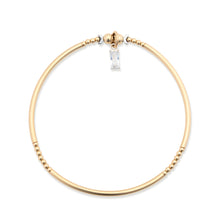 Load image into Gallery viewer, Radiance - Gold Filled &amp; Cubic Zirconia Charmed Stretch Bangle
