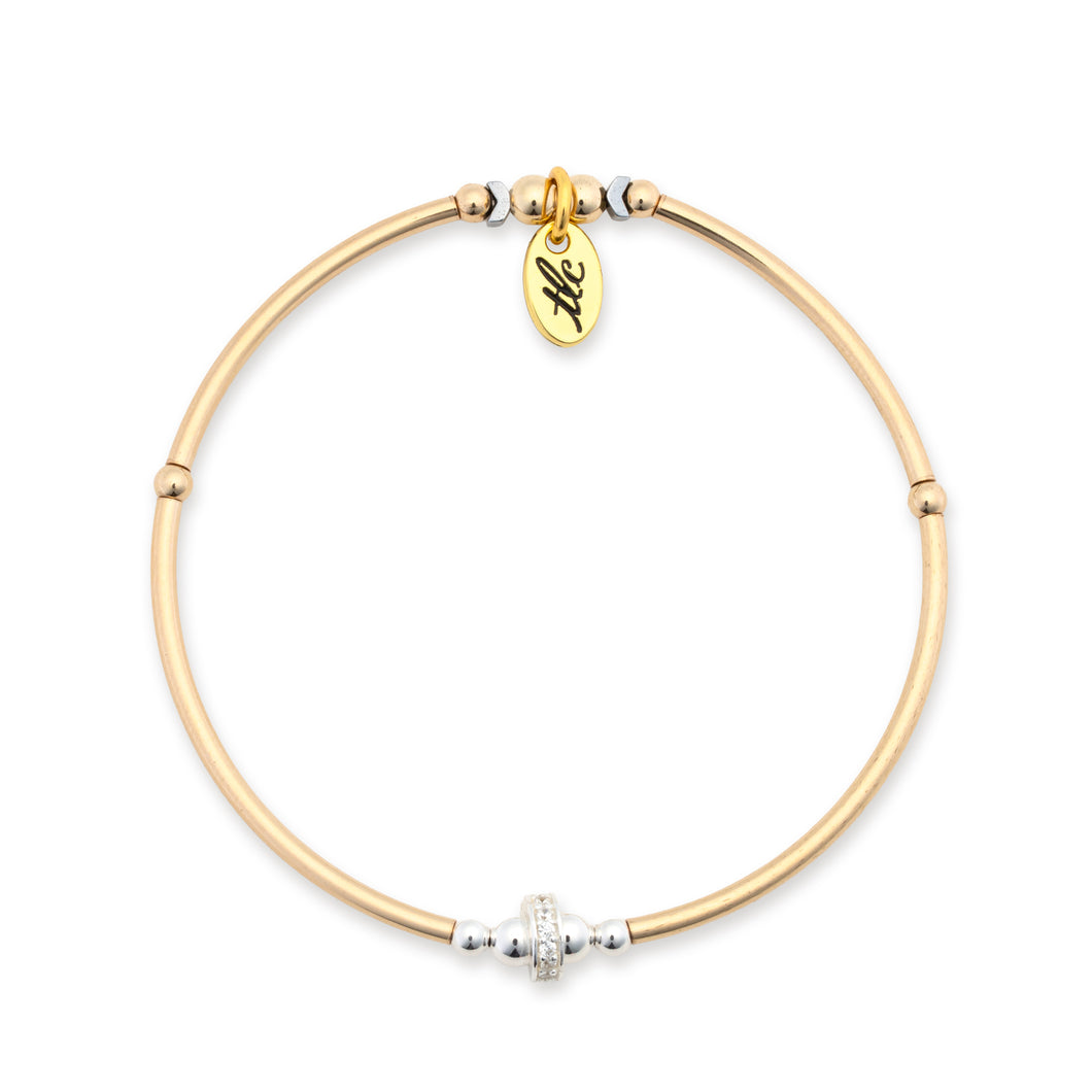Chic Sparkle - Cubic Zirconia & Gold Filled Stretch Bangle