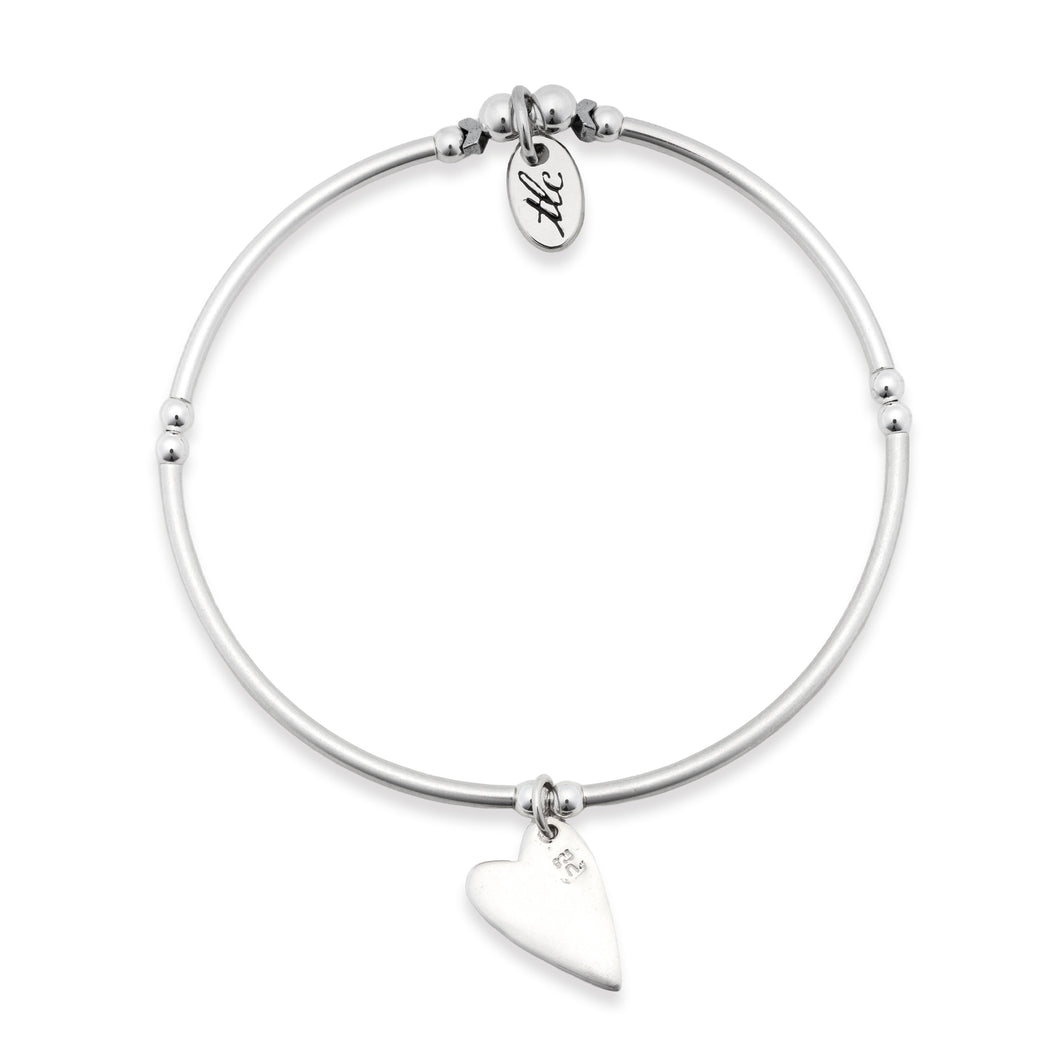 Sweet Heart - Sterling Silver Charmed Stretch Bangle