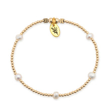 Load image into Gallery viewer, Sweet Pearl - 2mm Gold Filled &amp; Fresh Water Pearl Stretch Bracelet
