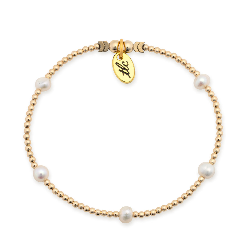 Sweet Pearl - 2mm Gold Filled & Fresh Water Pearl Stretch Bracelet