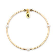 Load image into Gallery viewer, Classic Glamour - Fresh Water Pearl &amp; Gold Filled Stretch Bangle
