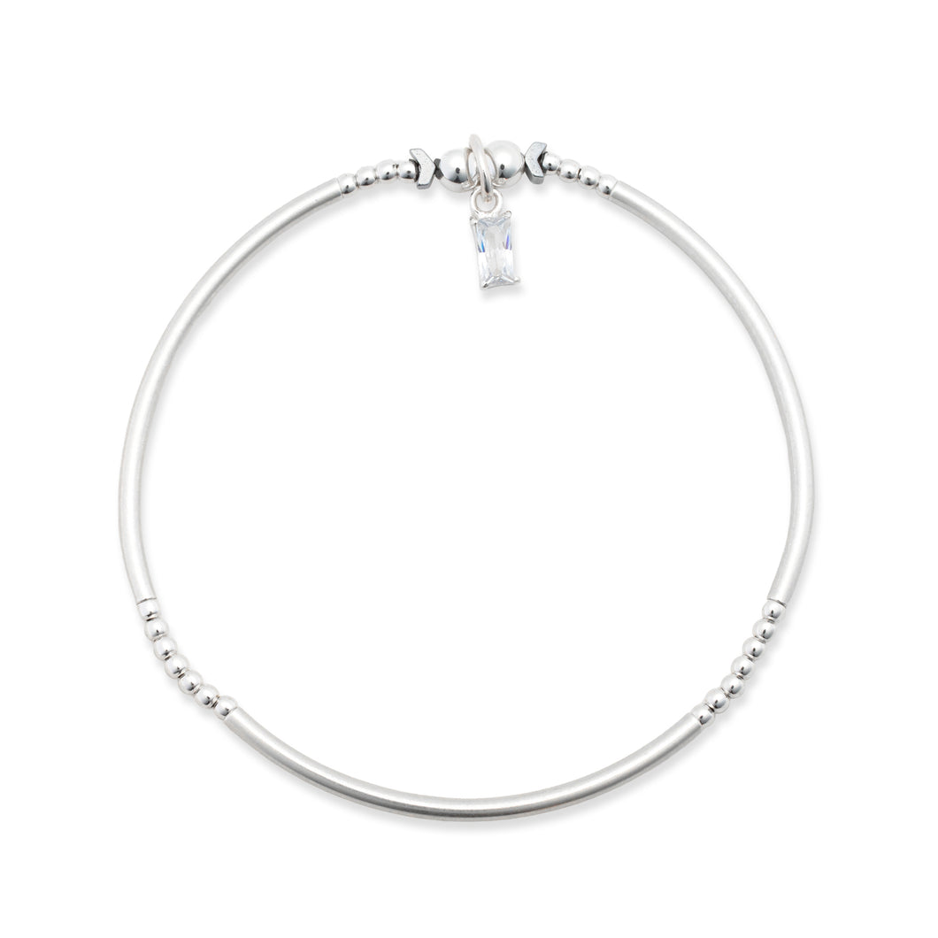 Radiance - Sterling Silver & Cubic Zirconia Charmed Stretch Bangle