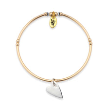 Load image into Gallery viewer, Sweet Heart - Gold Filled &amp; Sterling Silver Charmed Stretch Bangle
