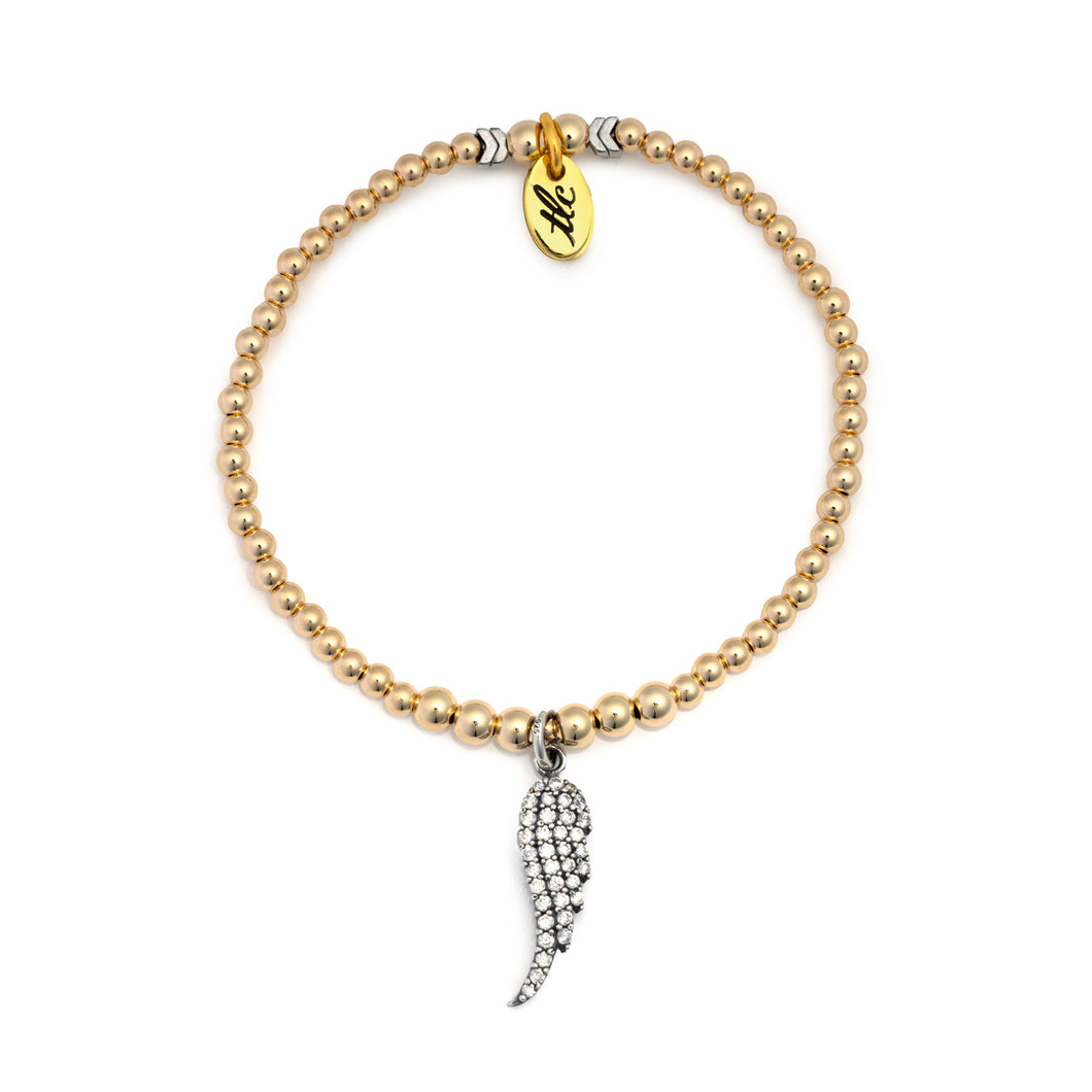 Sparkled Angel Wing Charm Bracelet - Gold Filled