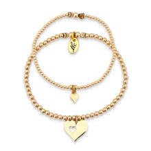 Load image into Gallery viewer, Piece of My Heart - Mama &amp; Mini Gold Filled Stretch Bracelet
