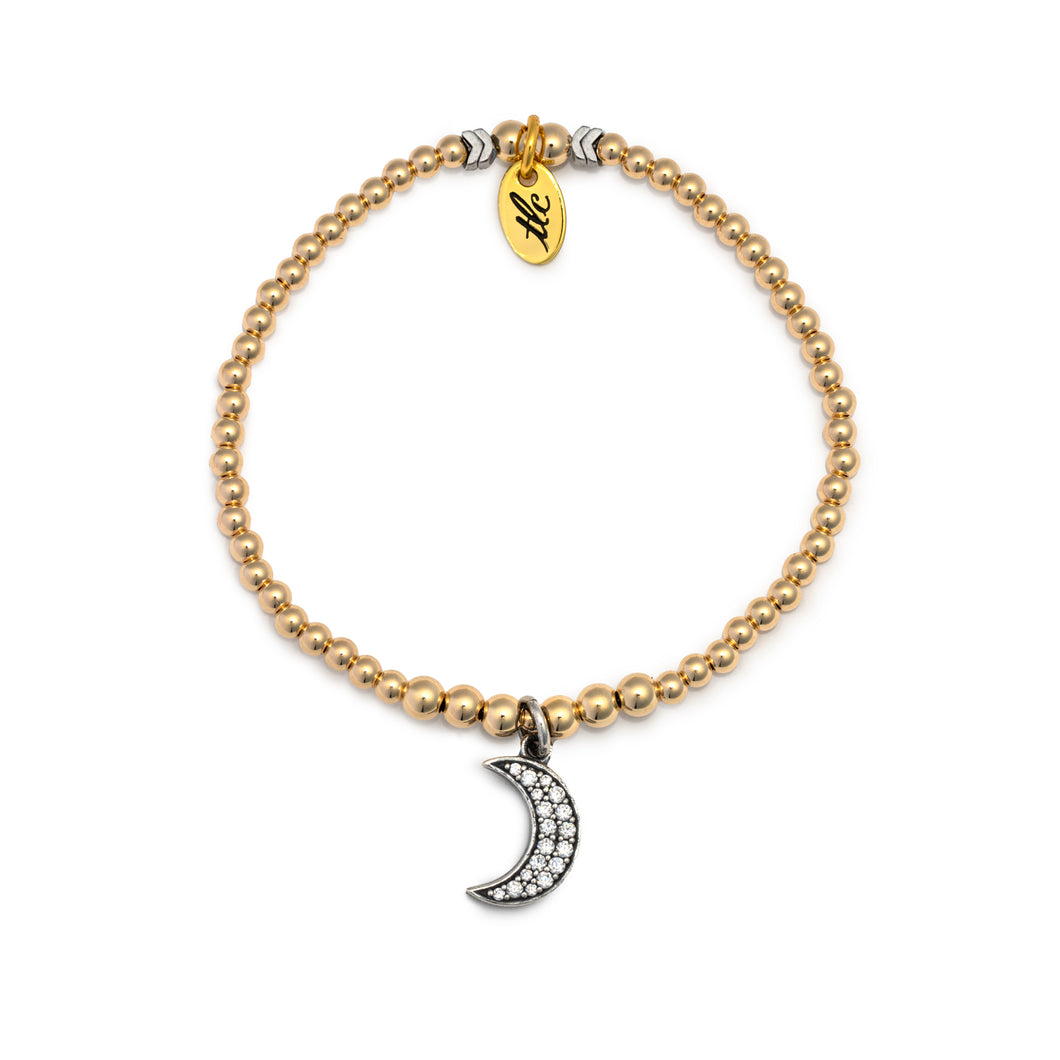 Sparkled Moon Charm Bracelet - Gold Filled