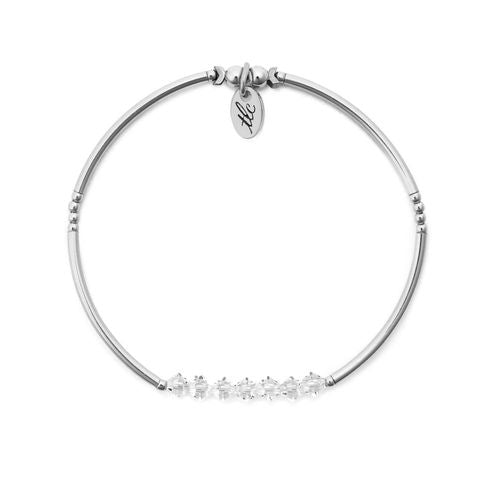 Born to Sparkle - Crystal & Sterling Silver Stretch Bangle