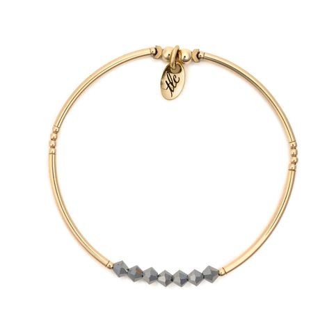 Born to Sparkle - Midnight Crystal & Gold Filled Stretch Bangle