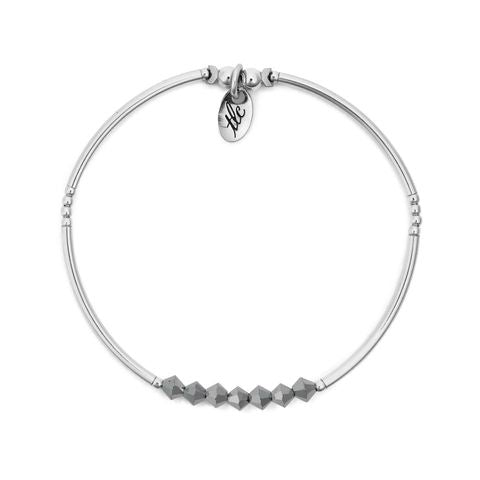 Born to Sparkle - Midnight Crystal & Sterling Silver Stretch Bangle